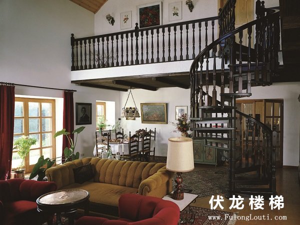 【产品8】实木整体旋转楼梯-复式阁楼楼梯+护栏栏杆