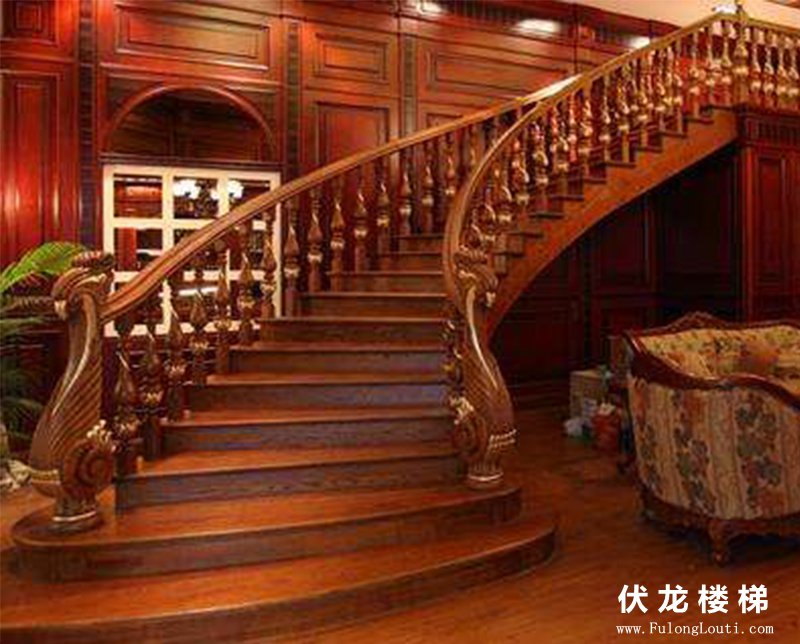 【产品3】大气弧形整体楼梯扶手